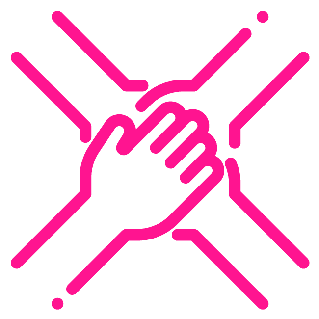 Icono rosa manos equipo